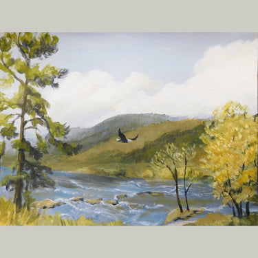 Study for Three Wooden Crosses - A Three-Panel Original Painting - Landscape Painting with a Christian Theme